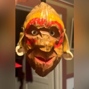 Vintage Hand carved coconut, tribal head